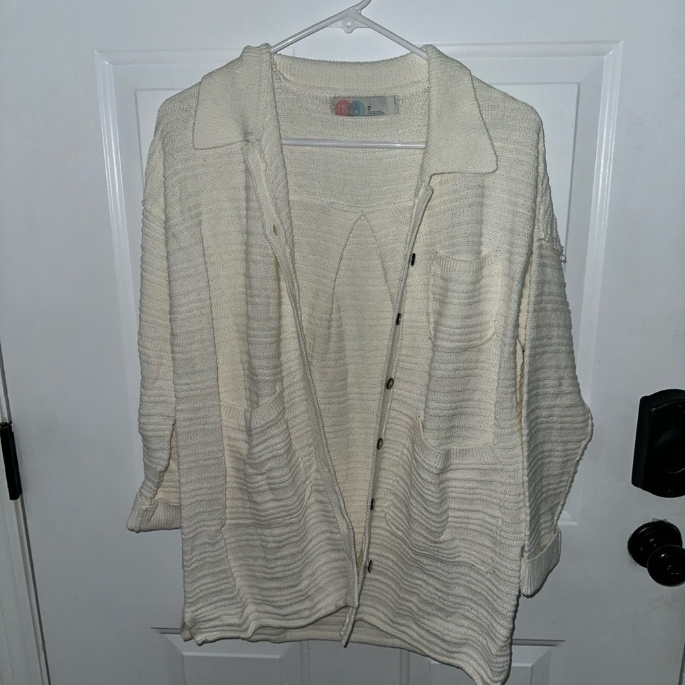 Free People Cream Knit Cardigan